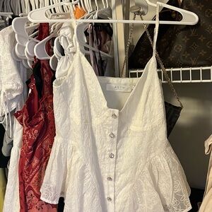 ASTR White Button-Front Lace Camisole